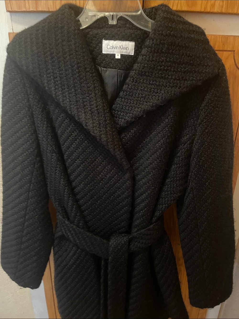 Calvin Klein Women's Black Chunky Knit Cardigan Coat